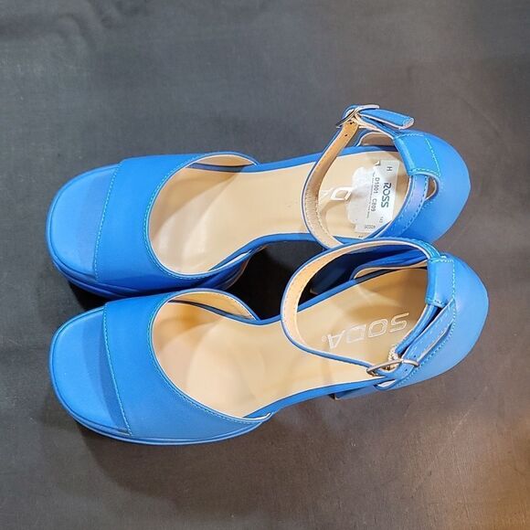 BRAND NEW SODA FAUX LEATHER HIGH PLATFORM CHUNKY ANKLE STRAP HEEL SANDAL S2 - Picture 9 of 14